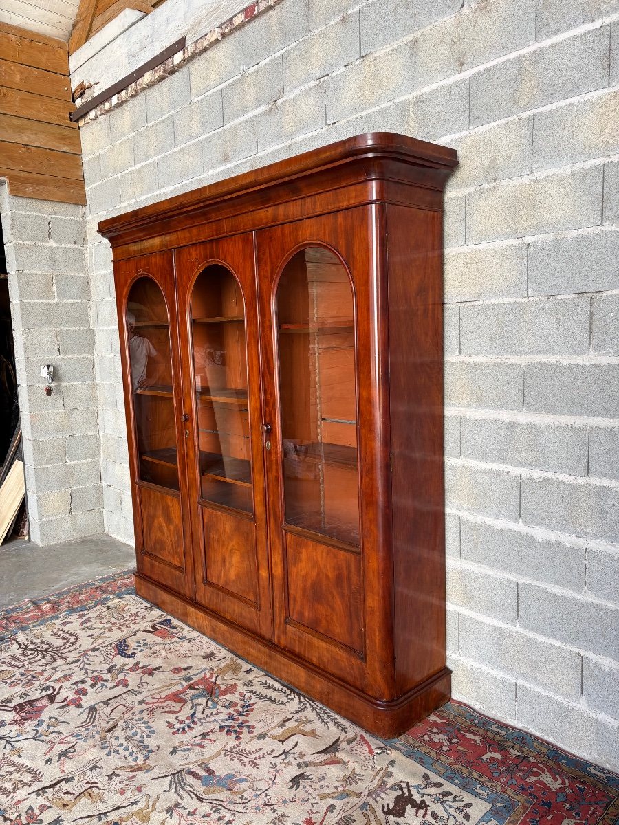 19th-century English Mahogany Dining Room Bookcase-photo-7