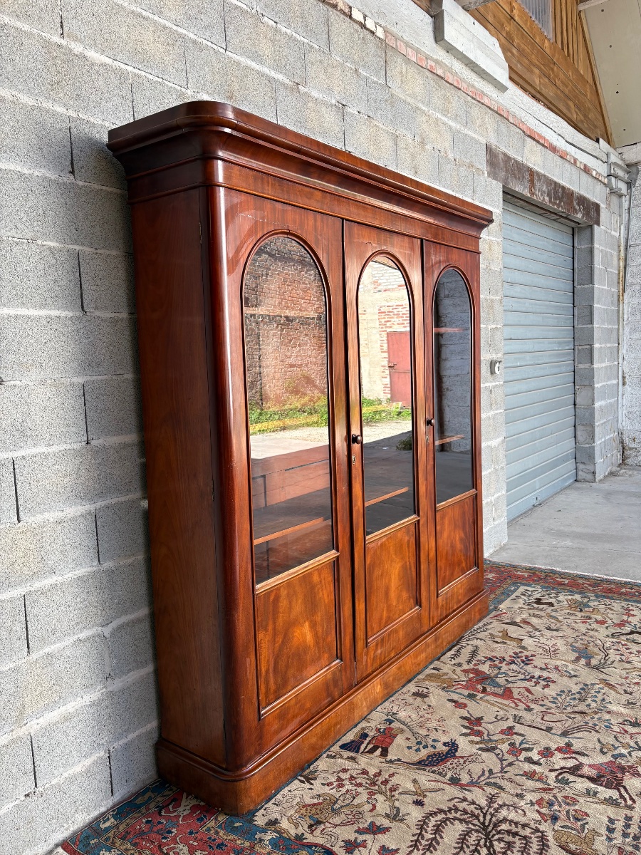 19th-century English Mahogany Dining Room Bookcase-photo-8