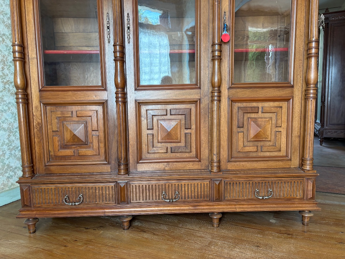 Bookcase, Display Cabinet, Henri II Style, 19th-century Walnut-photo-8