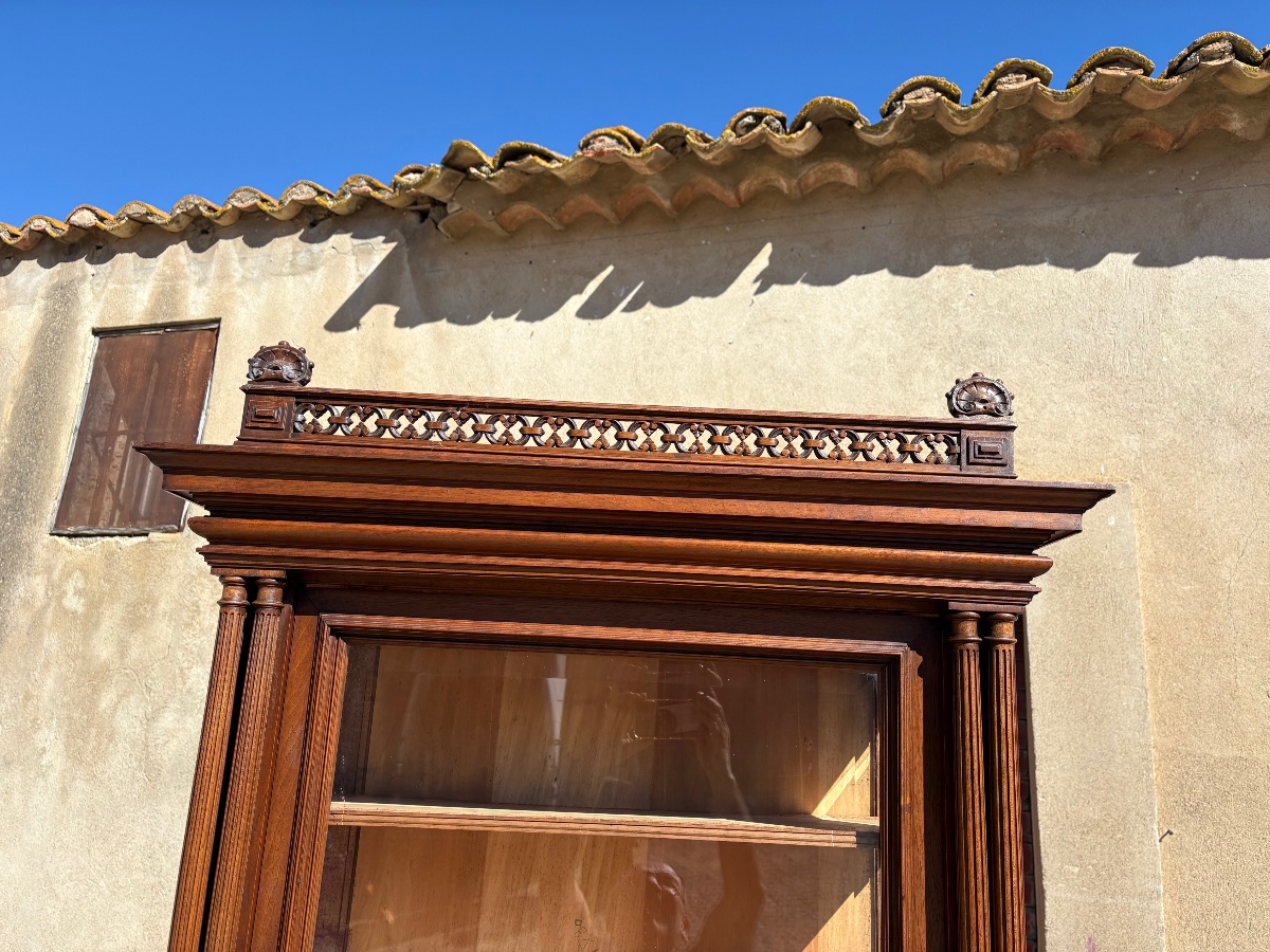 Argentier, vitrine de style, renaissance en noyer  d’époque XIXe siècle-photo-3