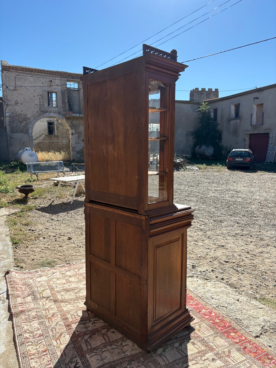 Argentier, vitrine de style, renaissance en noyer  d’époque XIXe siècle-photo-4