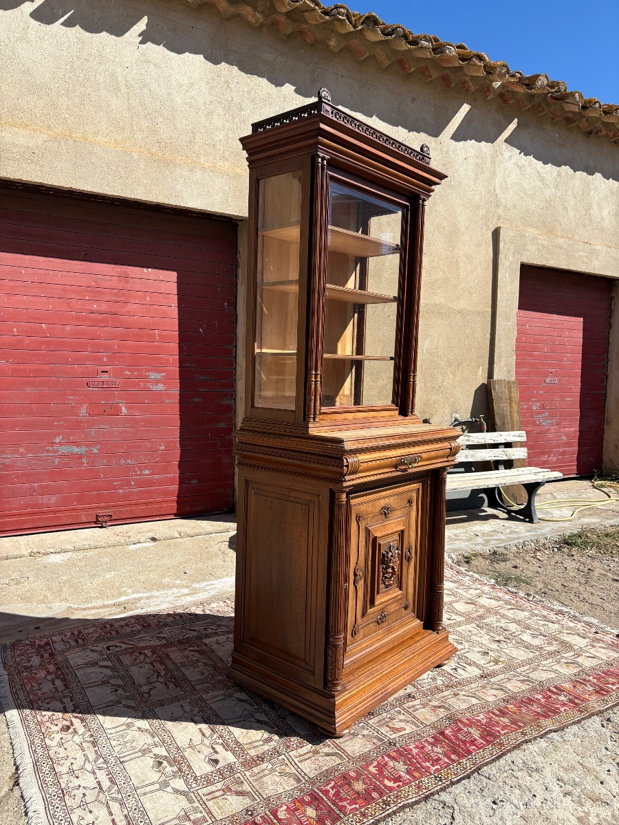 Argentier, vitrine de style, renaissance en noyer  d’époque XIXe siècle-photo-6
