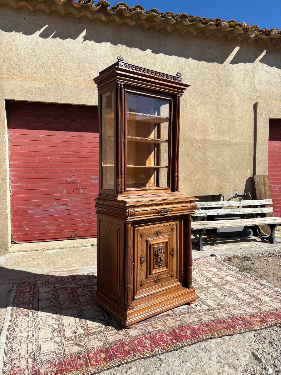 Argentier, vitrine de style, renaissance en noyer  d’époque XIXe siècle-photo-7