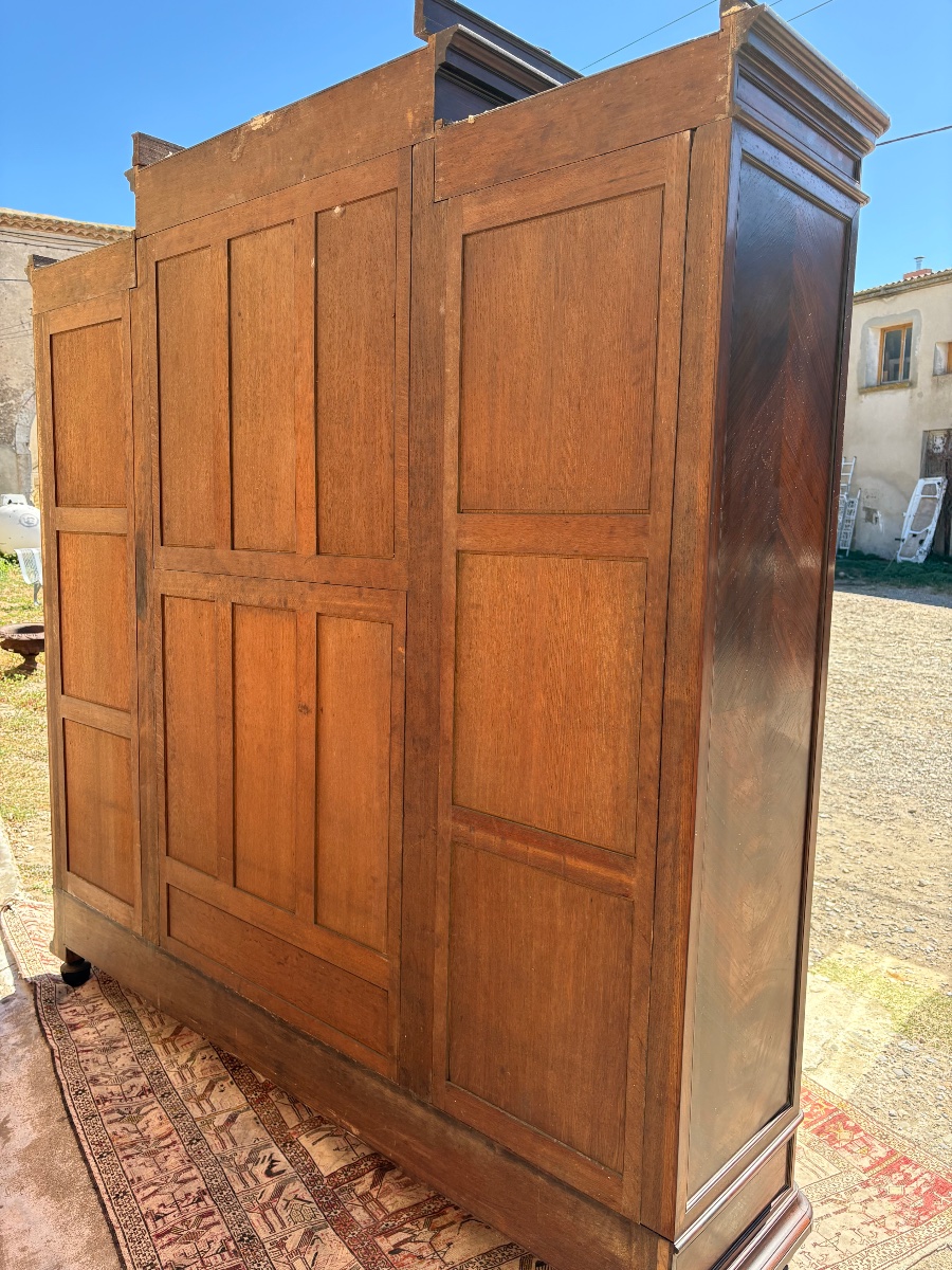 Three-door Bedroom Wardrobe, Napoleon III Style, Made Of Rosewood, 19th Century-photo-4