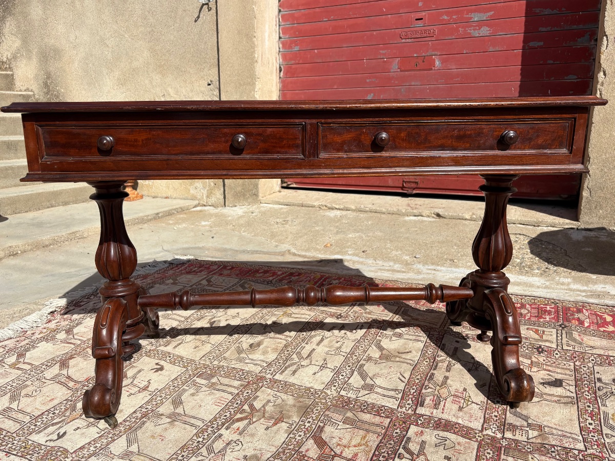 English Mahogany Desk, Period Piece, 19th-century Restoration-photo-3