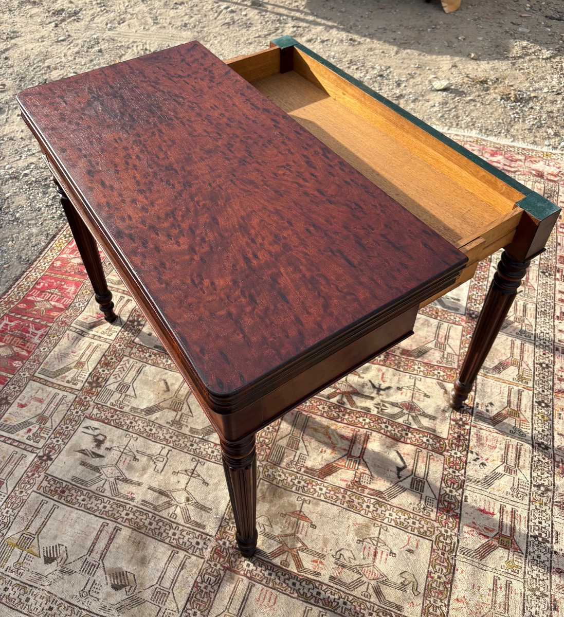 Table à Jeux, restauration en acajou d’époque XIXe siècle. -photo-2