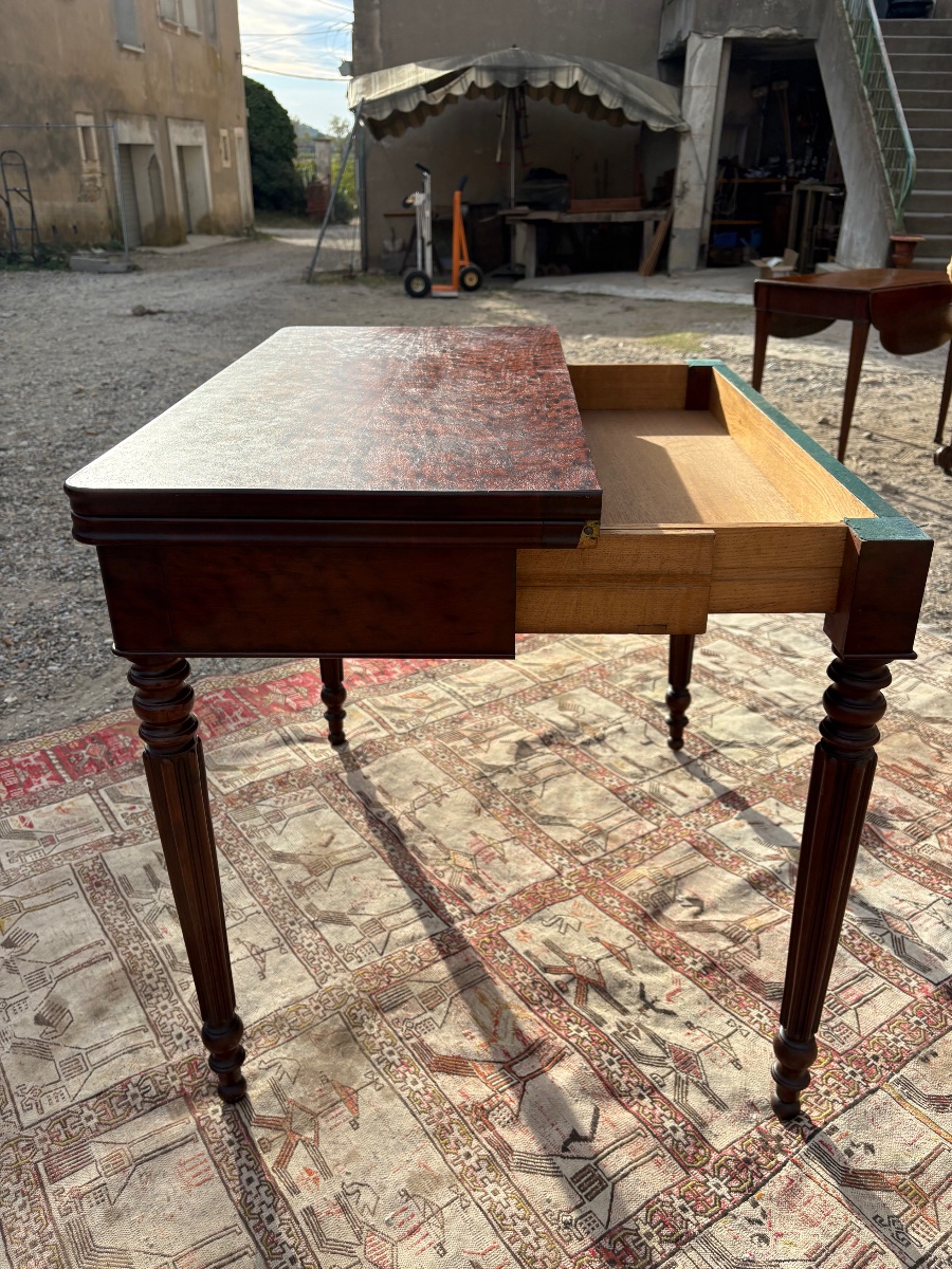 Table à Jeux, restauration en acajou d’époque XIXe siècle. -photo-3