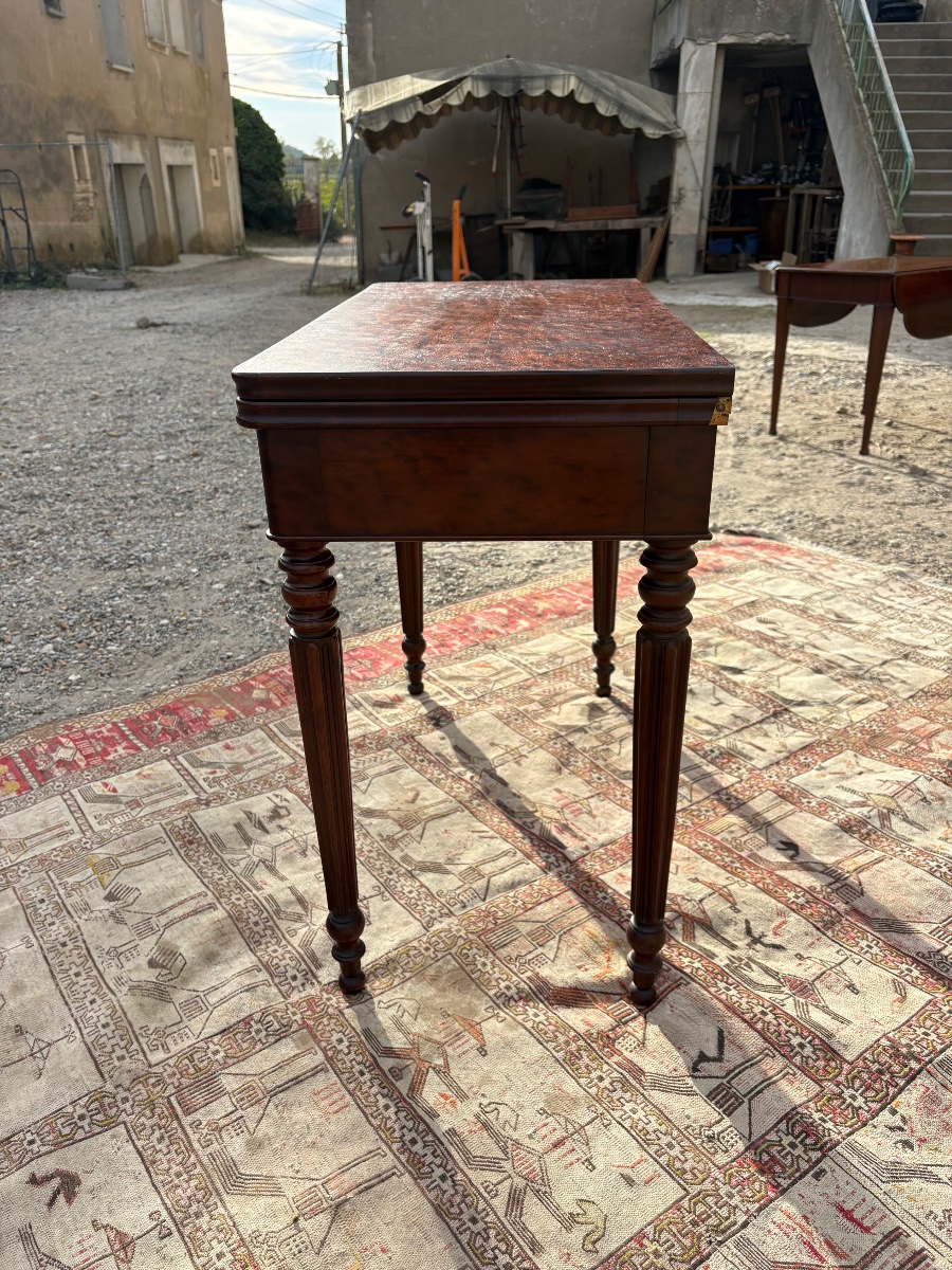 Table à Jeux, restauration en acajou d’époque XIXe siècle. -photo-4
