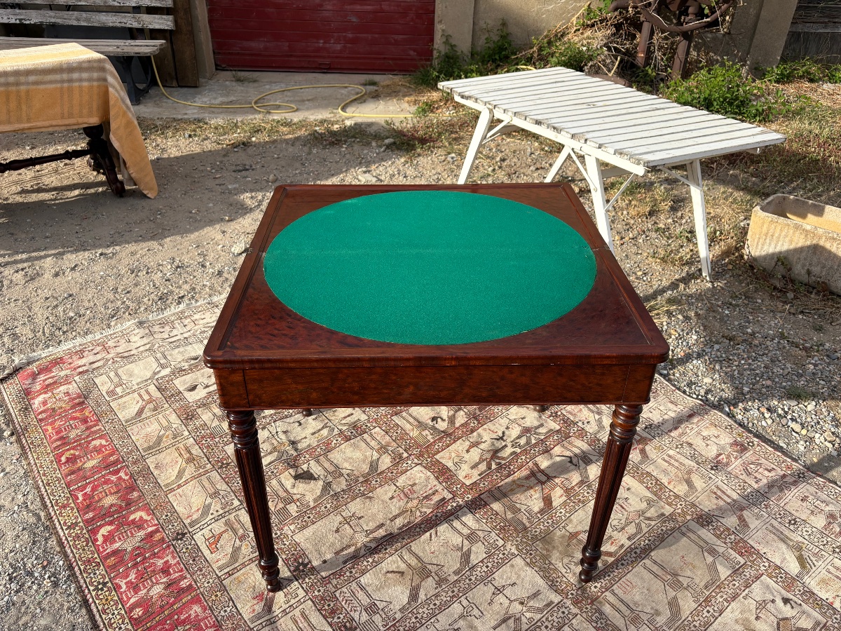 Table à Jeux, restauration en acajou d’époque XIXe siècle. -photo-2