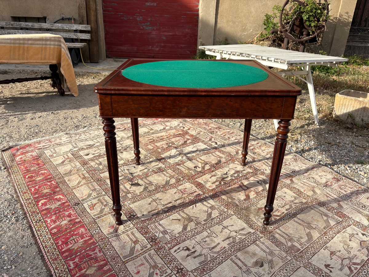 Table à Jeux, restauration en acajou d’époque XIXe siècle. -photo-3