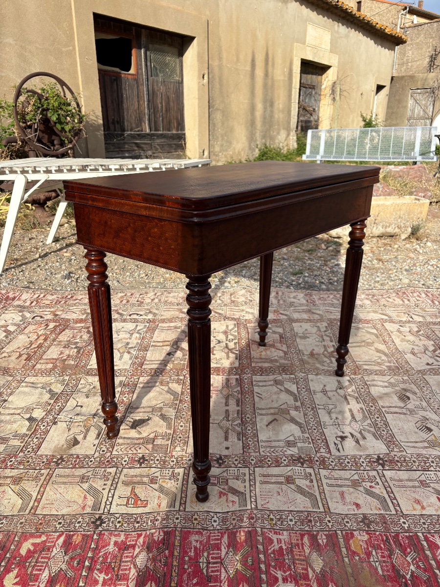 Table à Jeux, restauration en acajou d’époque XIXe siècle. -photo-5