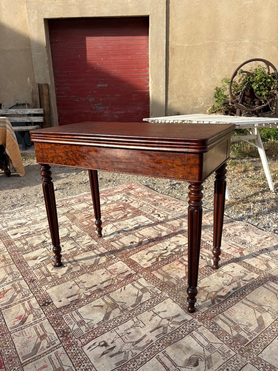 Table à Jeux, restauration en acajou d’époque XIXe siècle. -photo-8