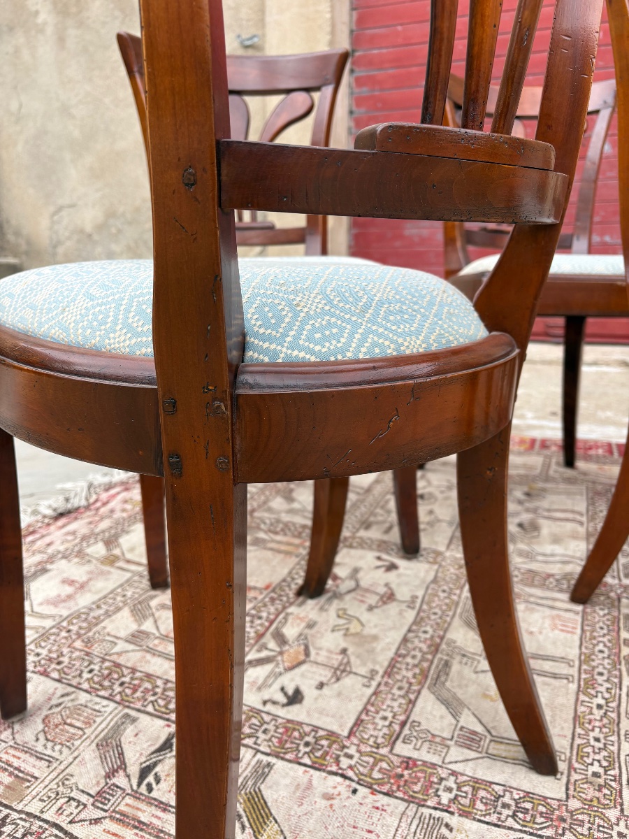 Suite De Six Chaises restauration en acajou, vers 1920-photo-3