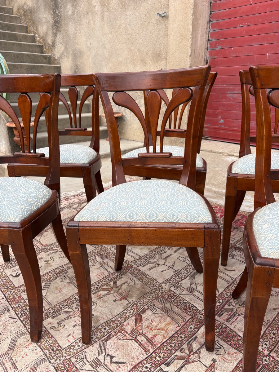 Suite De Six Chaises restauration en acajou, vers 1920-photo-2