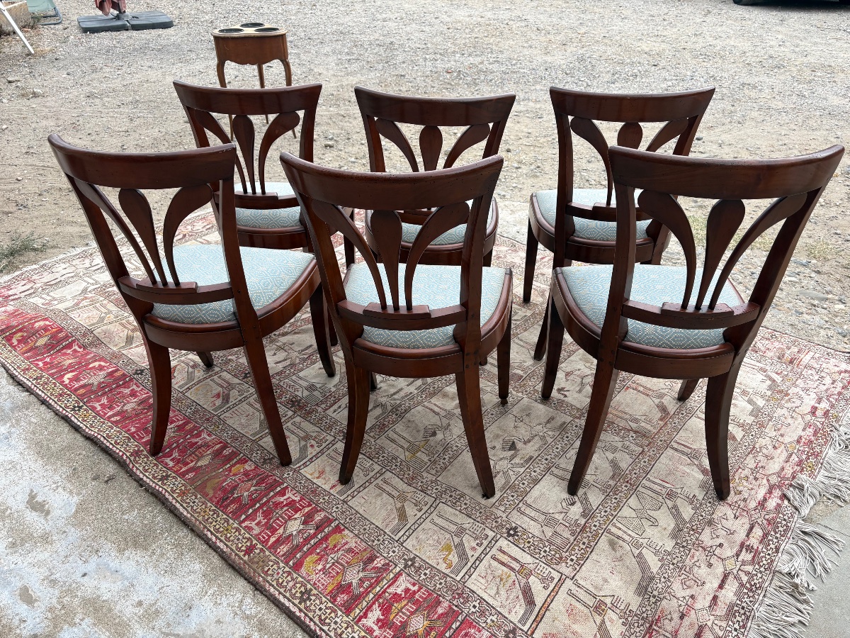 Suite De Six Chaises restauration en acajou, vers 1920-photo-5