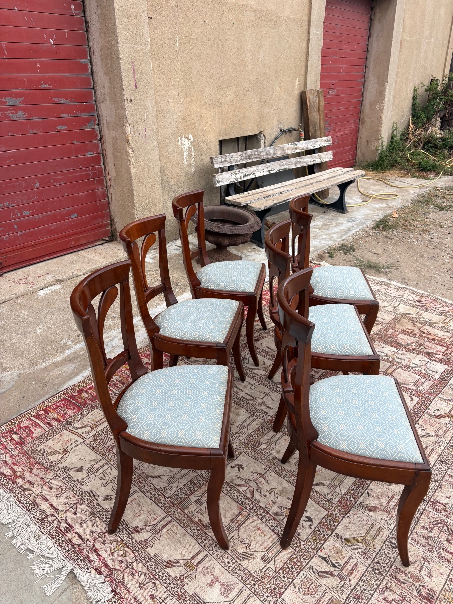 Suite De Six Chaises restauration en acajou, vers 1920-photo-6