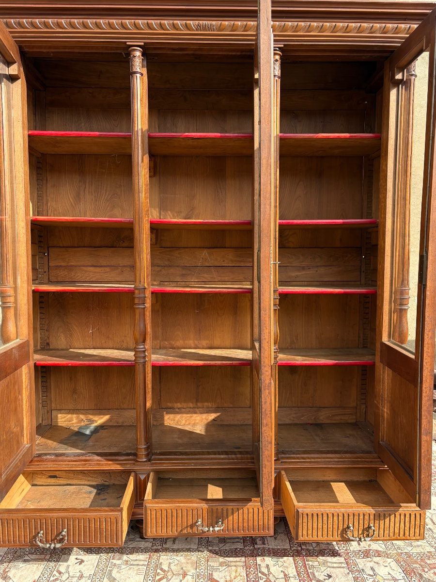 Bookcase, Walnut Display Cabinet, Napoleon III Style, 19th Century-photo-2