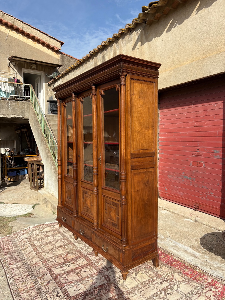 Bookcase, Walnut Display Cabinet, Napoleon III Style, 19th Century-photo-6