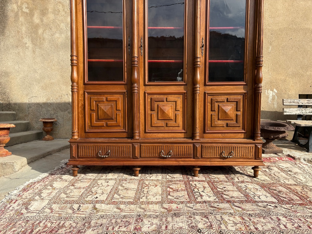 Bookcase, Walnut Display Cabinet, Napoleon III Style, 19th Century-photo-8
