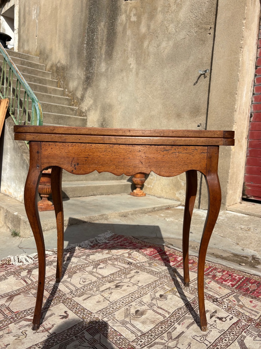 Table, à Jeux, Louis XV, en noyer d’époque XVIIIe siècle-photo-4