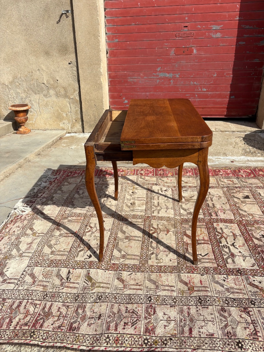 Table, à Jeux, Louis XV, en noyer d’époque XVIIIe siècle-photo-1