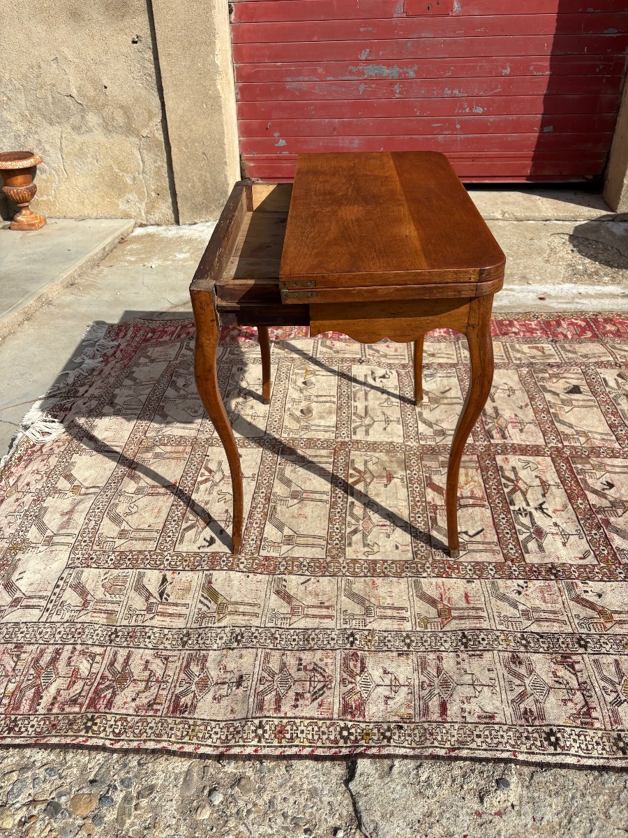 Table, à Jeux, Louis XV, en noyer d’époque XVIIIe siècle-photo-2