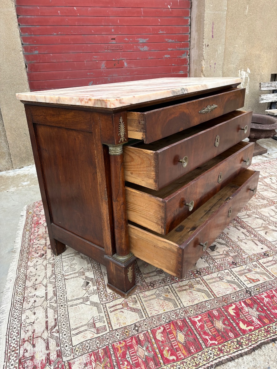 19th-century Period Empire-style Walnut Chest Of Drawers With Separate Columns-photo-3