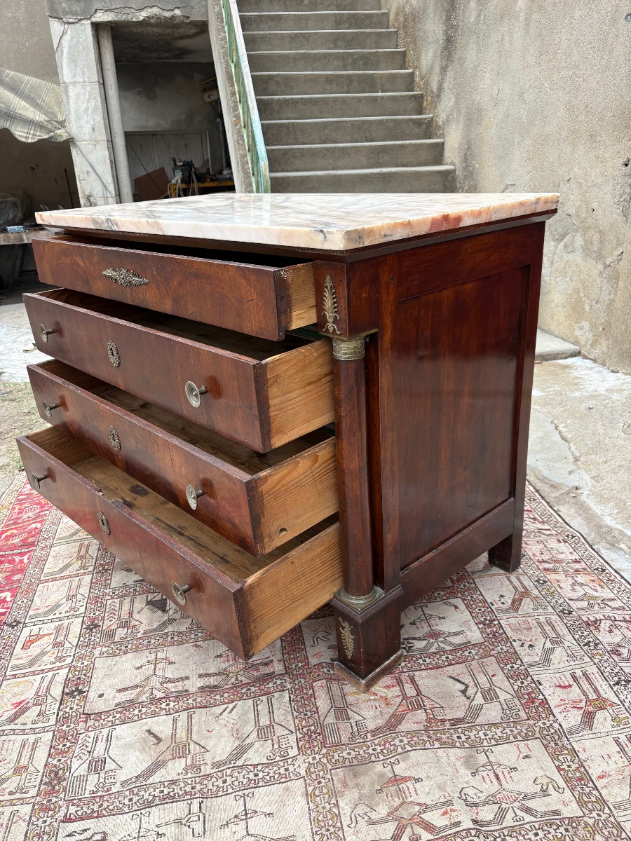 19th-century Period Empire-style Walnut Chest Of Drawers With Separate Columns-photo-4