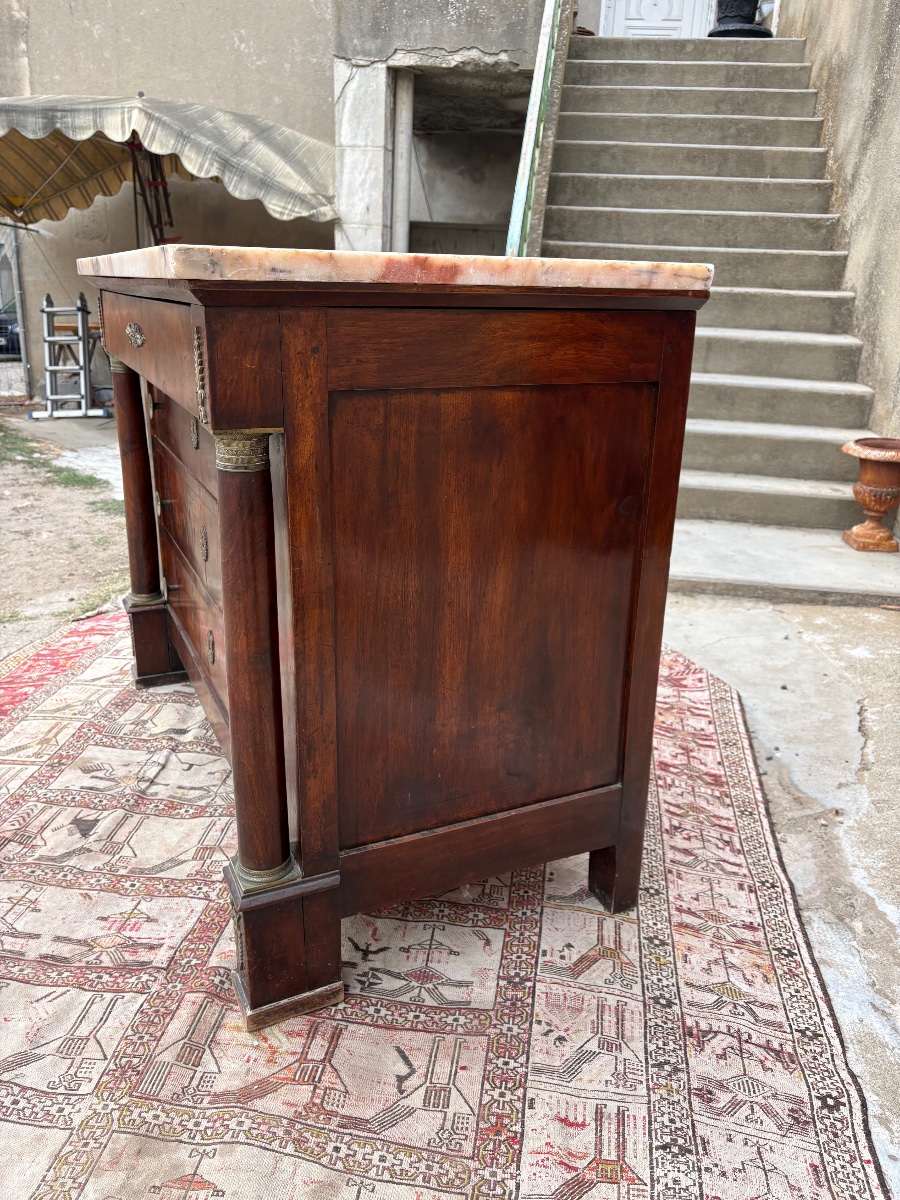 19th-century Period Empire-style Walnut Chest Of Drawers With Separate Columns-photo-1