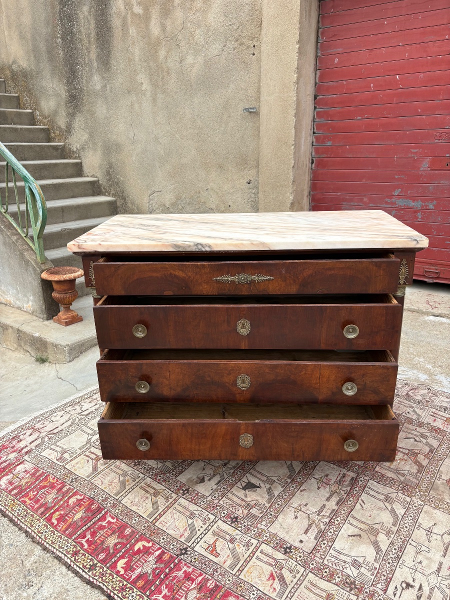 19th-century Period Empire-style Walnut Chest Of Drawers With Separate Columns-photo-2