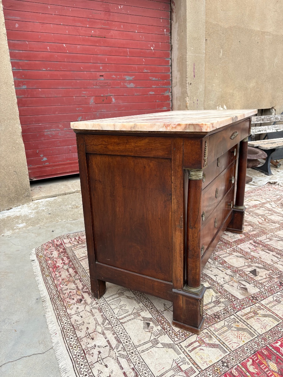 19th-century Period Empire-style Walnut Chest Of Drawers With Separate Columns-photo-7