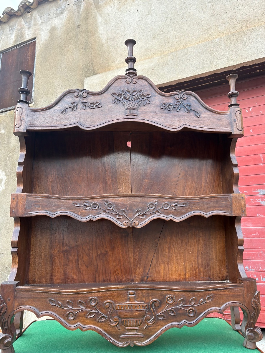 Provençal Shelf, Louis XV Style, Made Of Period Walnut, 1900-photo-4