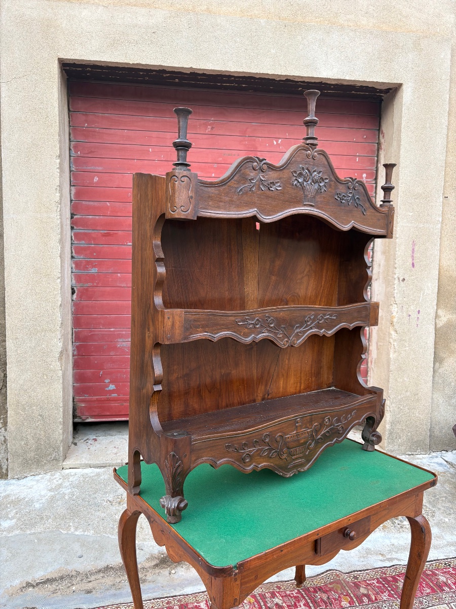 Provençal Shelf, Louis XV Style, Made Of Period Walnut, 1900-photo-4