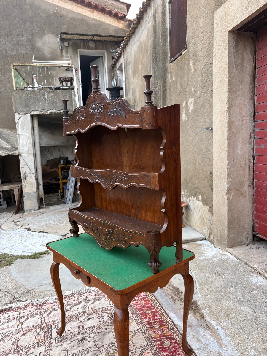 Provençal Shelf, Louis XV Style, Made Of Period Walnut, 1900-photo-6