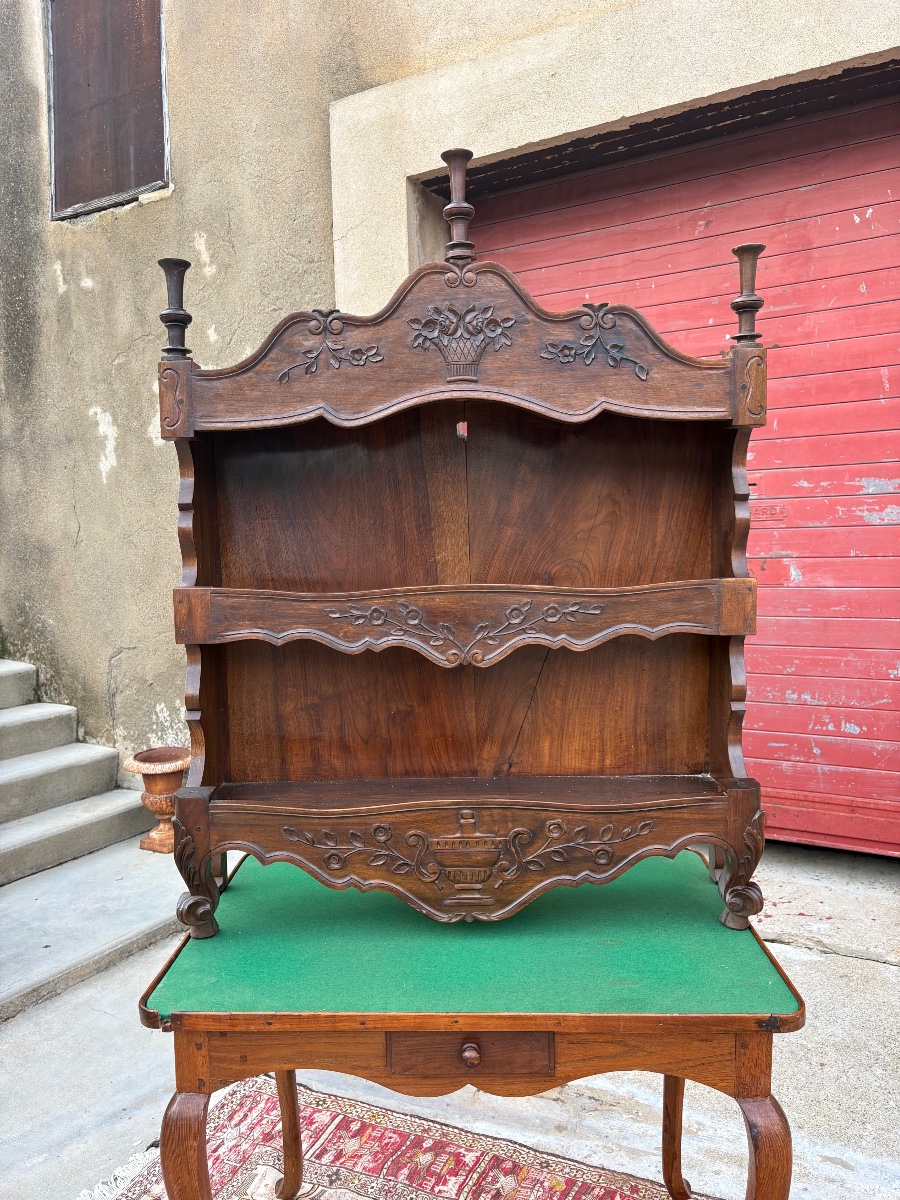 Provençal Shelf, Louis XV Style, Made Of Period Walnut, 1900