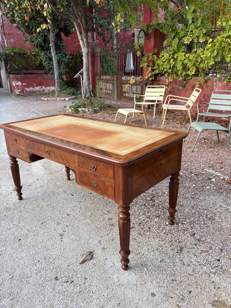 19th-century Mahogany Desk And Dining Set-photo-3