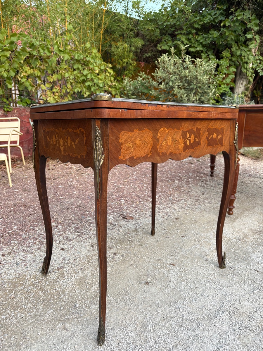 Louis XV-style Table With Marquetry, Late 19th Century-photo-3