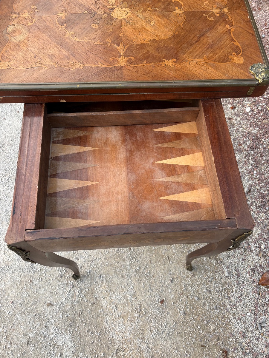 Louis XV-style Table With Marquetry, Late 19th Century-photo-4