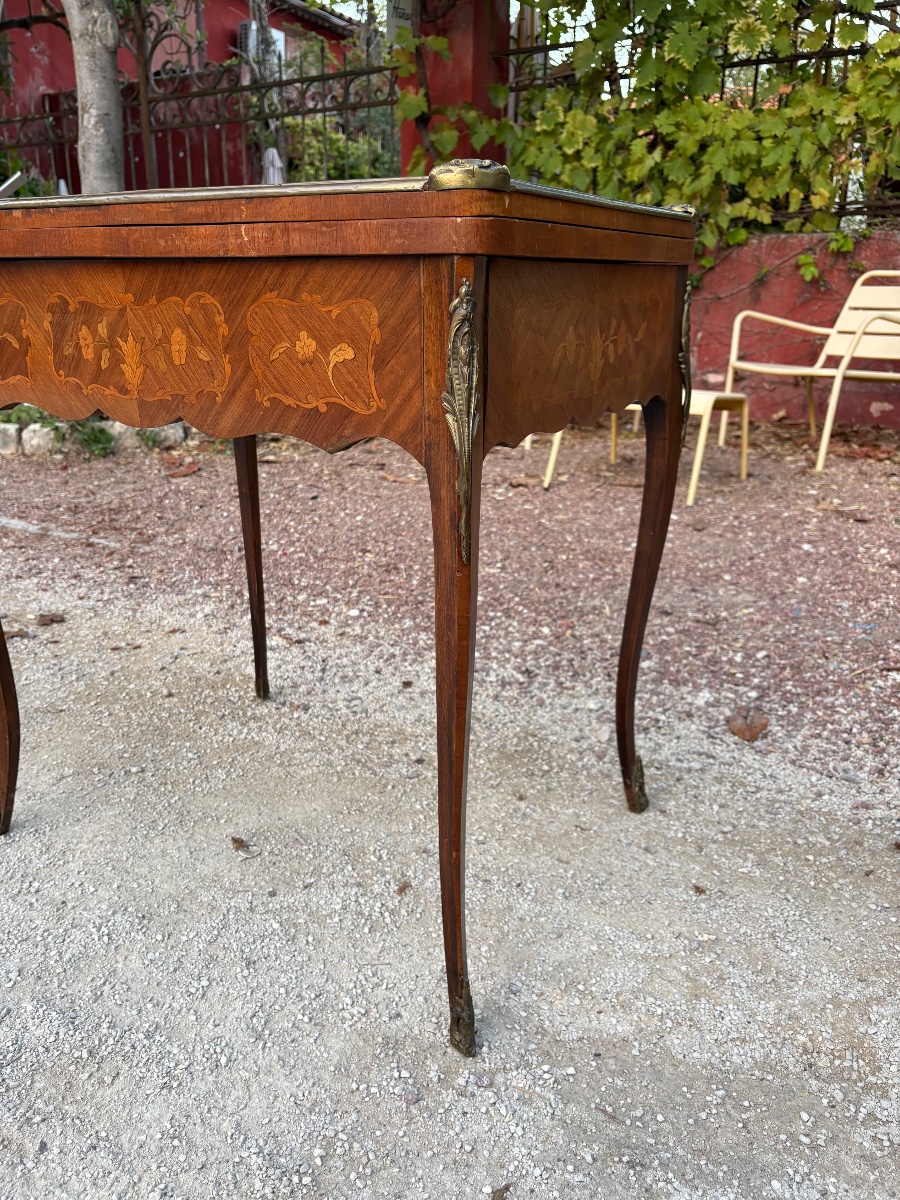 Louis XV-style Table With Marquetry, Late 19th Century-photo-2