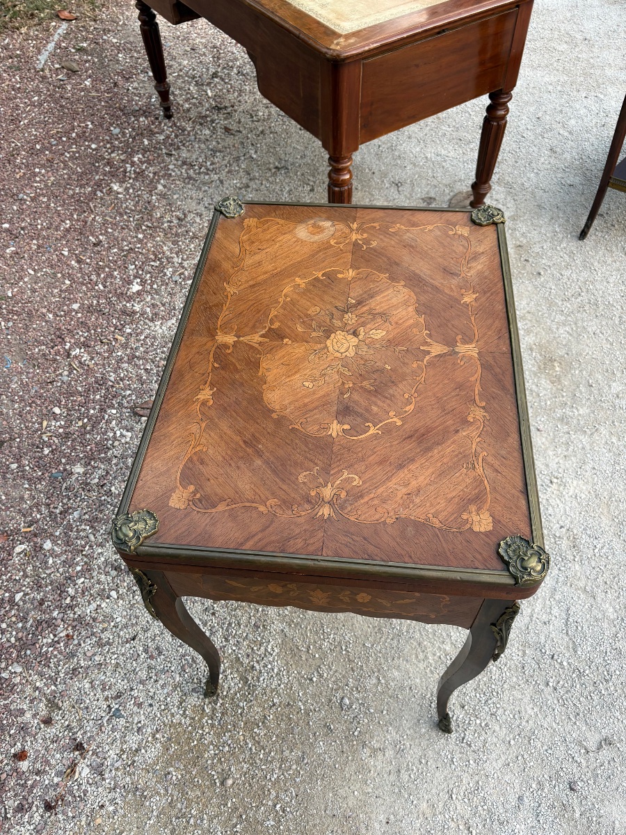 Louis XV-style Table With Marquetry, Late 19th Century-photo-7