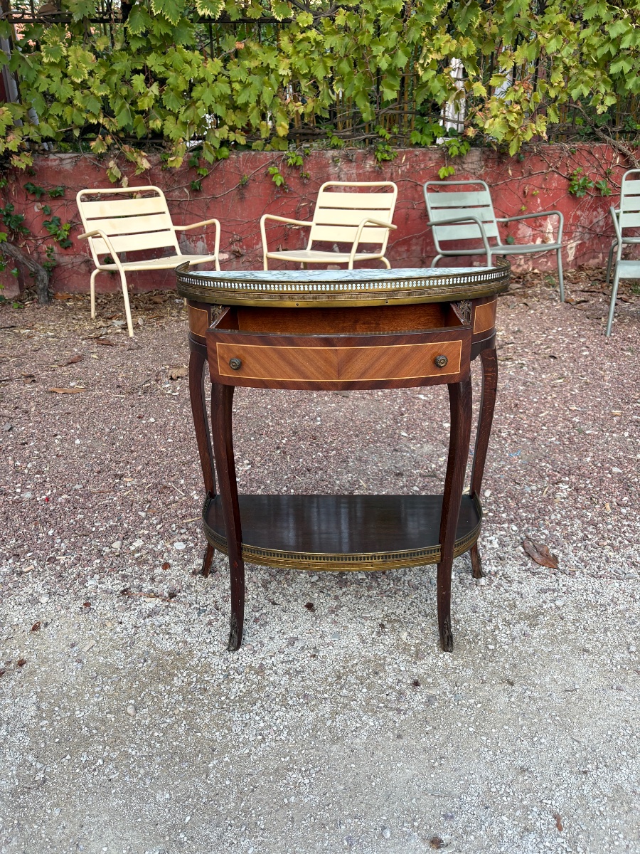 Console  demi-lune Louis XVI, en acajou d’époque, 1900-photo-2