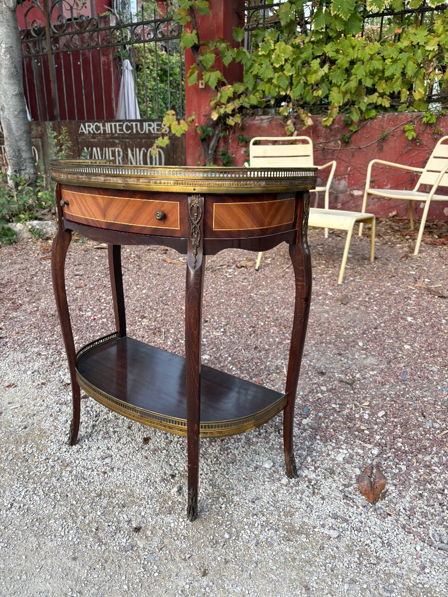 Console  demi-lune Louis XVI, en acajou d’époque, 1900-photo-3