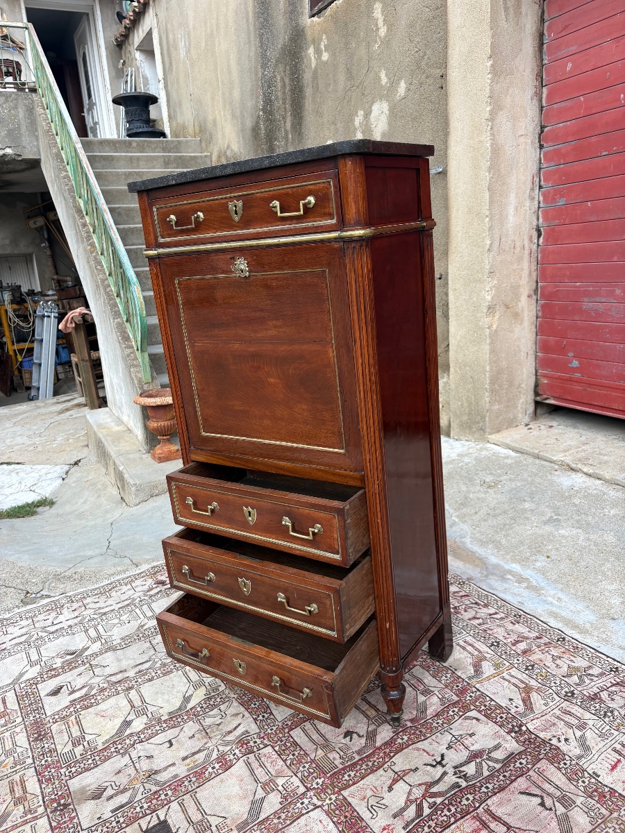 Secrétaire de dame Louis XVI, en acajou d’époque XVIIIe siècle-photo-4