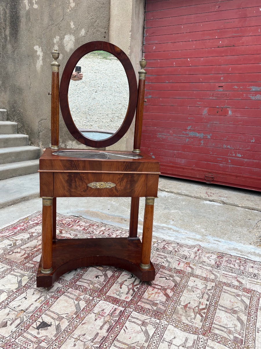 Coiffeuse pour homme empire en acajou d’époque XIXe siècle-photo-5