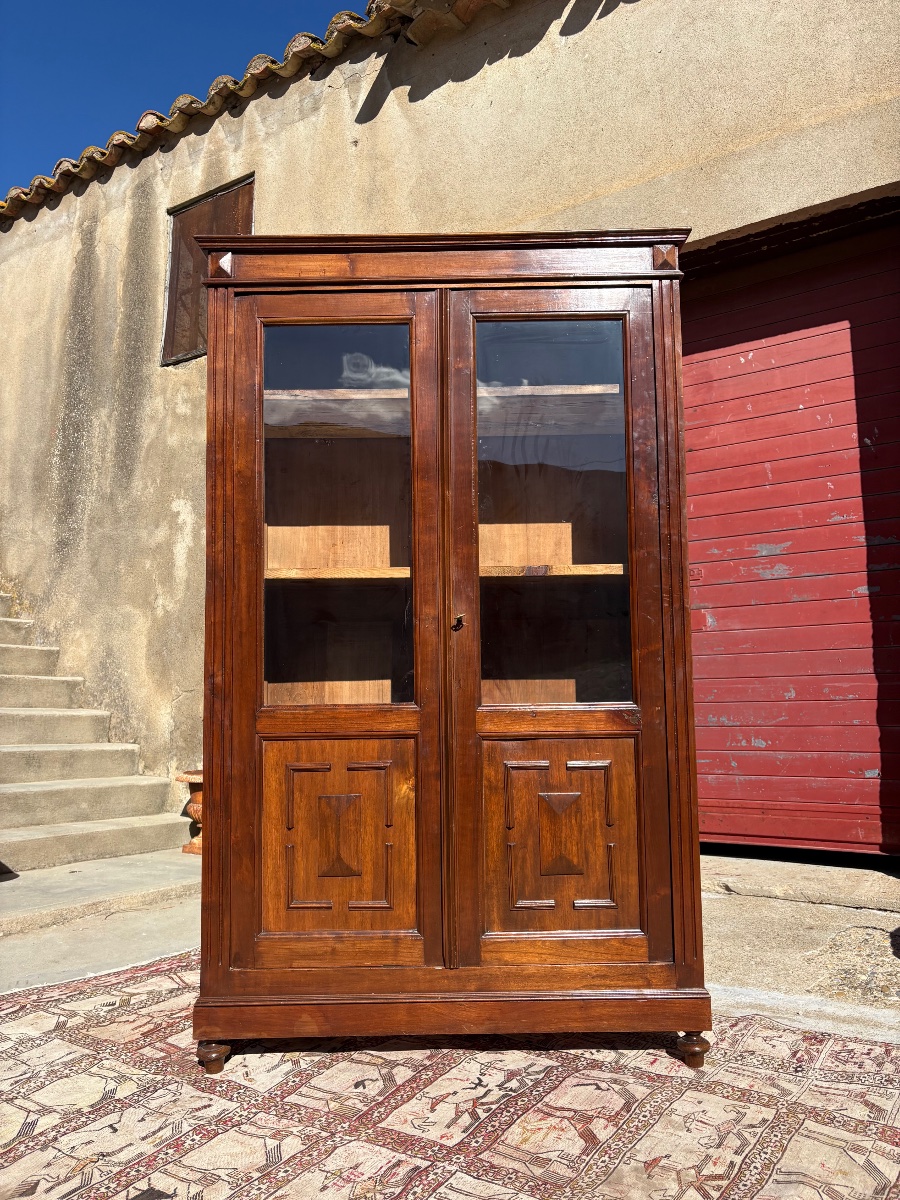 Bibliothèque en noyer , époque, Napoléon, III XIXe siècle-photo-3