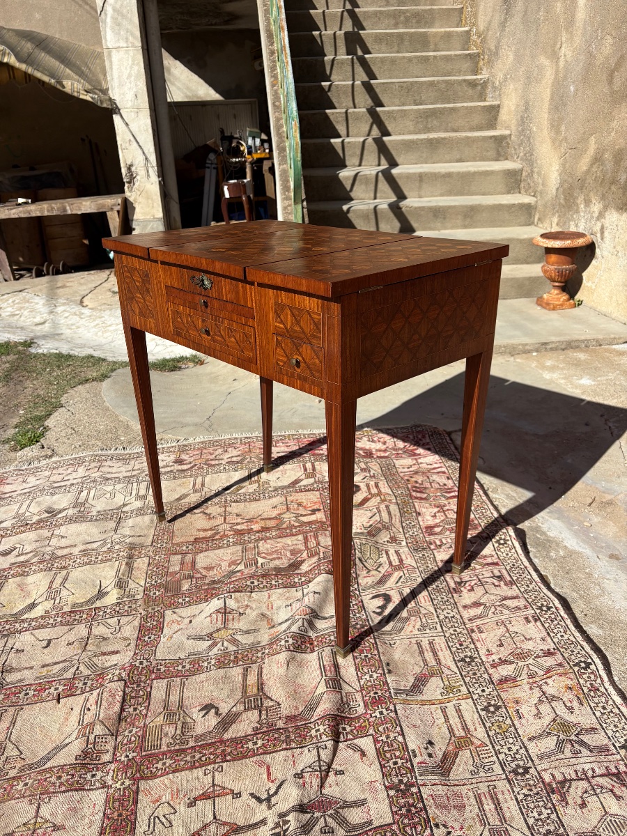 Louis XVI-style Ladies' Dressing Table, With Marquetry, 19th Century-photo-4