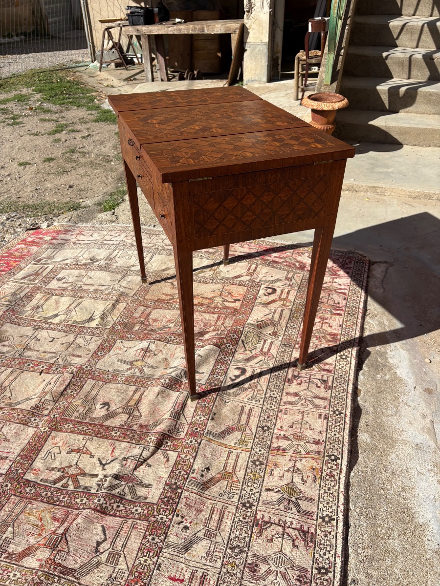 Louis XVI-style Ladies' Dressing Table, With Marquetry, 19th Century-photo-4