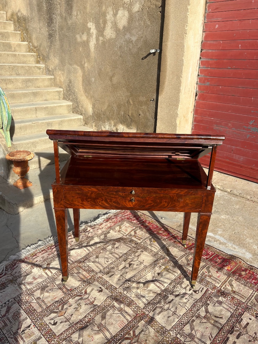 Bureau d’architecte à mécanisme en acajou époque, directoire fin XVIIIe siècle-photo-2