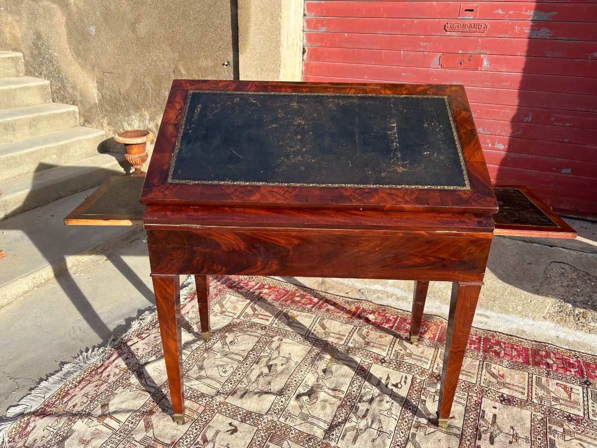 Bureau d’architecte à mécanisme en acajou époque, directoire fin XVIIIe siècle-photo-3
