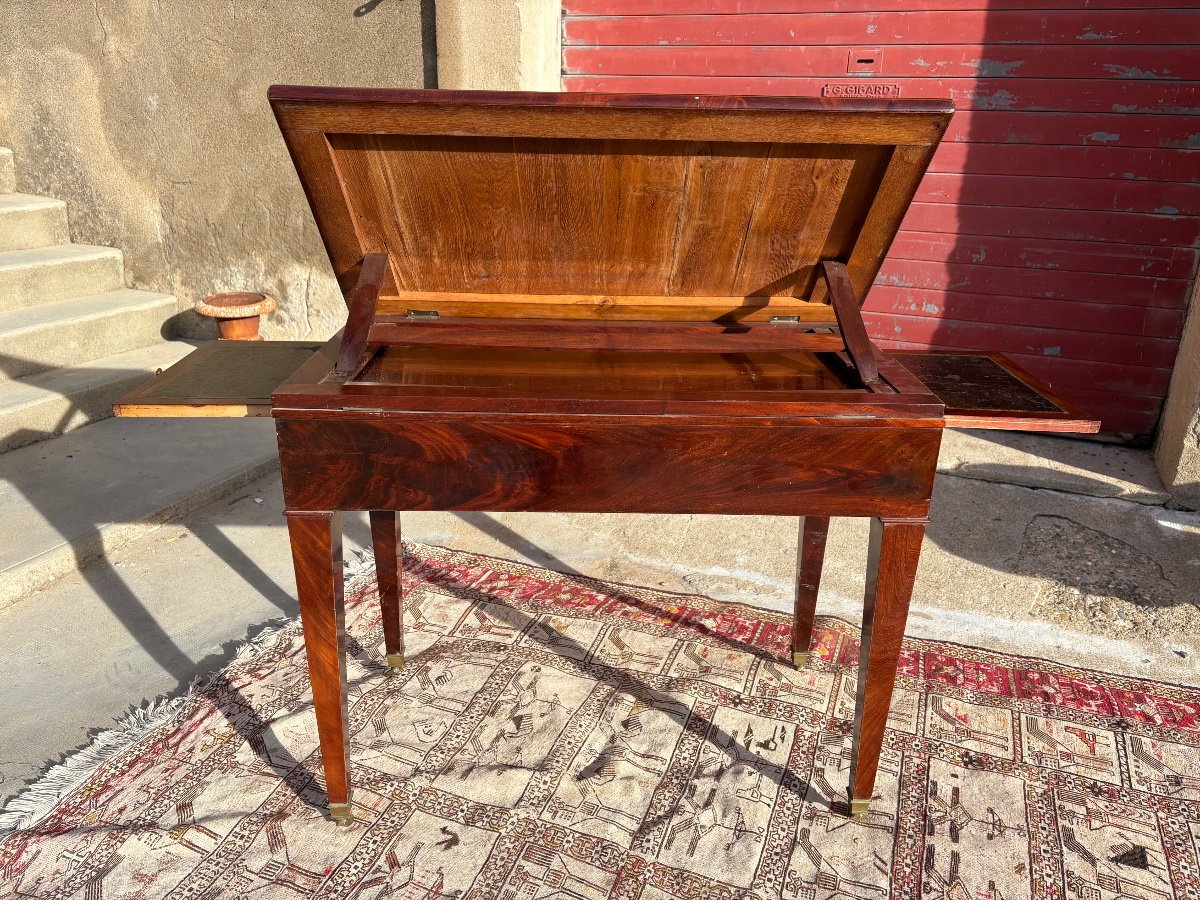 Bureau d’architecte à mécanisme en acajou époque, directoire fin XVIIIe siècle-photo-2